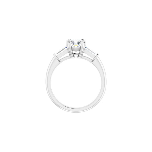 Cushion Double Claw-Prong Three-Stone Engagement Ring Semi-Mount - gallery - Series 122977