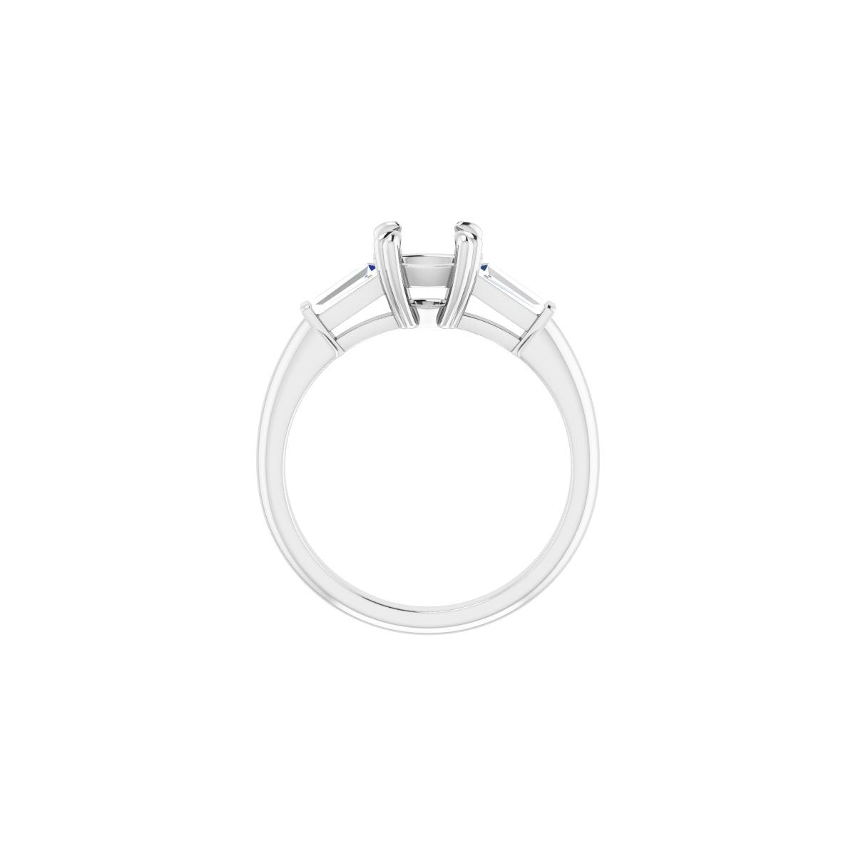 Cushion Double Claw-Prong Three-Stone Engagement Ring Semi-Mount - gallery - Series 122977