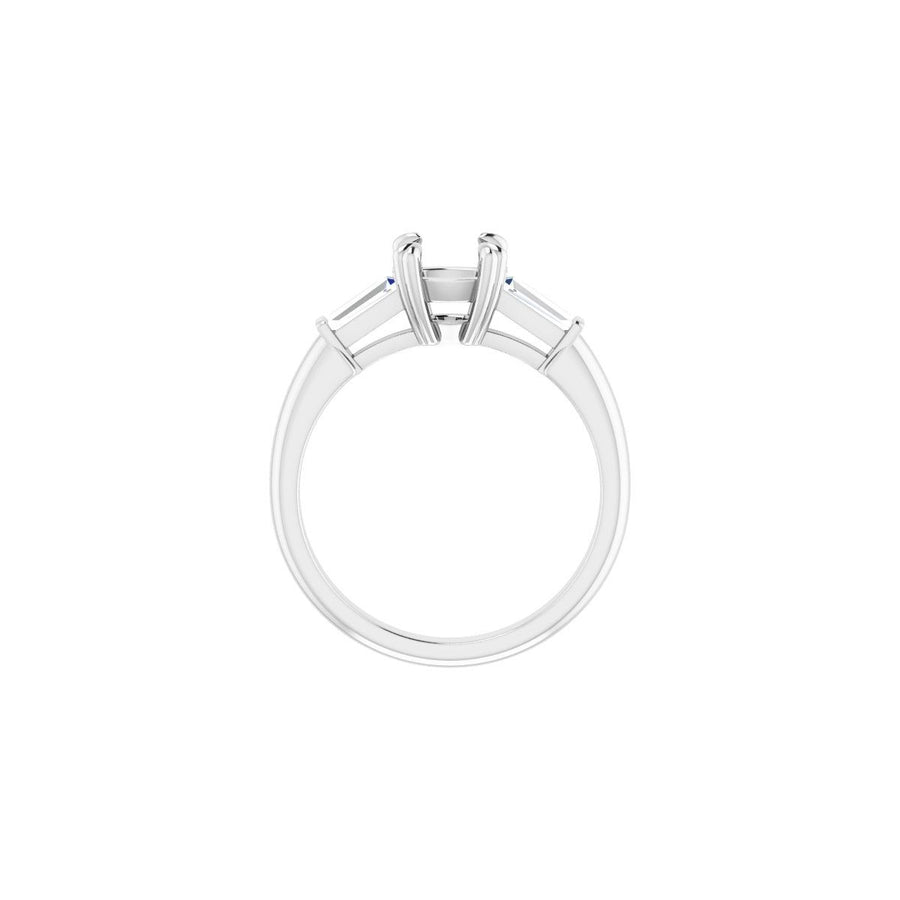 Cushion Double Claw-Prong Three-Stone Engagement Ring Semi-Mount - gallery - Series 122977