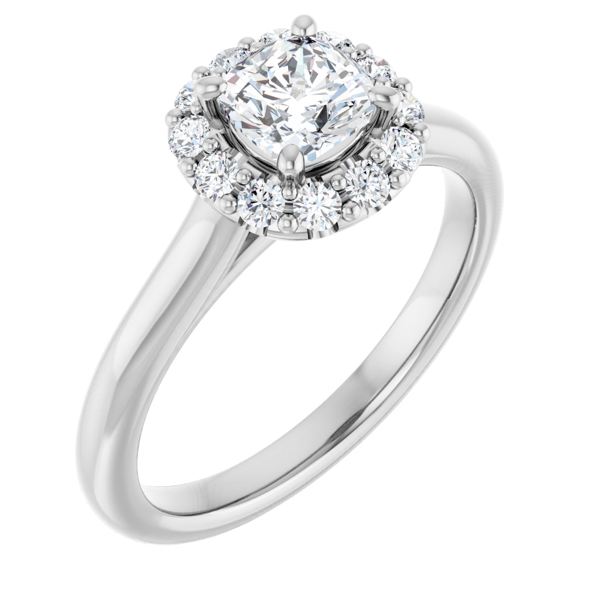 Natural Diamond Cushion Halo-Style Engagement Ring Semi-Mount - 14K White Gold - Series 123336