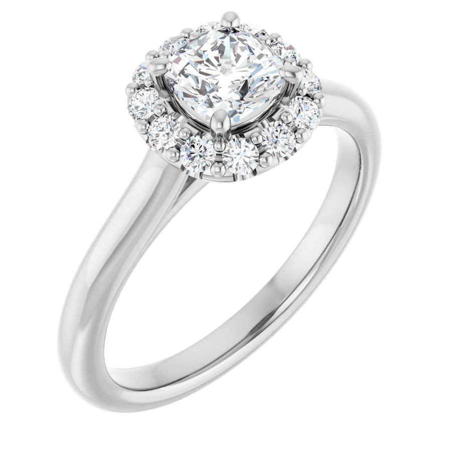 Natural Diamond Cushion Halo-Style Engagement Ring Semi-Mount - 14K White Gold - Series 123336