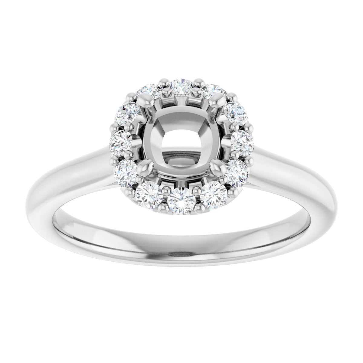 Cushion Halo-Style Engagement Ring Semi-Mount - gallery - Series 123336