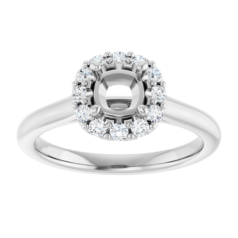 Cushion Halo-Style Engagement Ring Semi-Mount - gallery - Series 123336