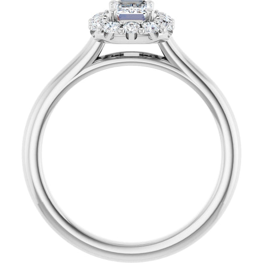 Emerald Halo-Style Engagement Ring Semi-Mount - gallery - Series 123336
