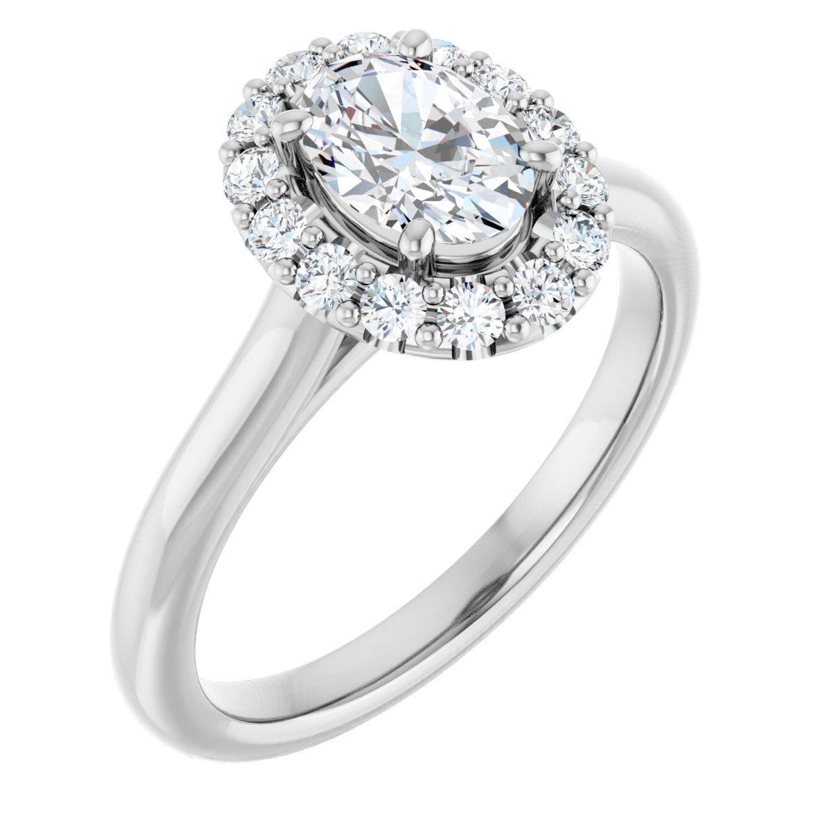 Natural Diamond Oval Halo-Style Engagement Ring Semi-Mount - Platinum - Series 123336