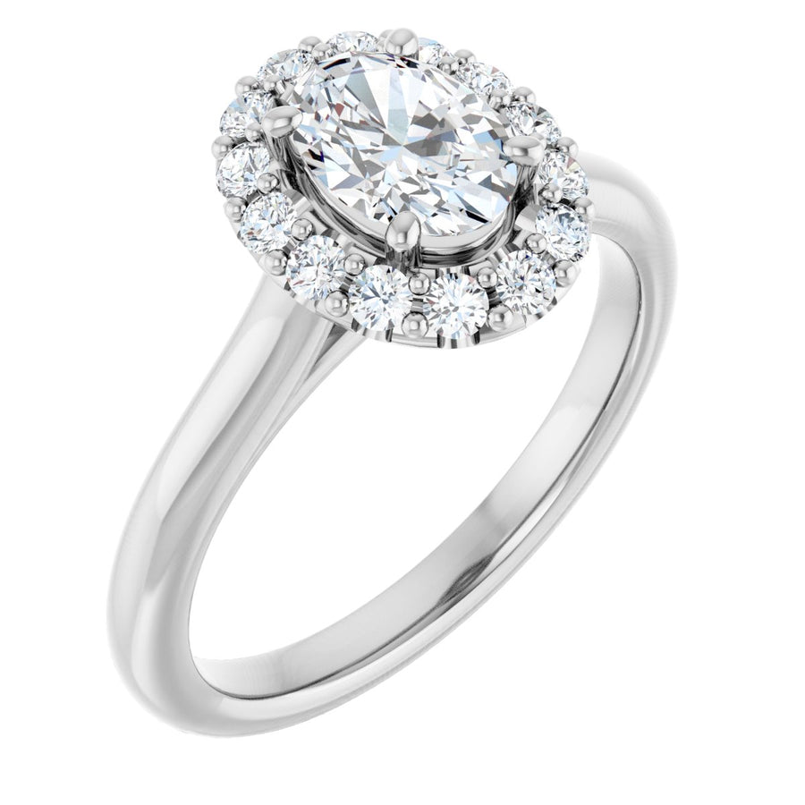 Natural Diamond Oval Halo-Style Engagement Ring Semi-Mount - Platinum - Series 123336