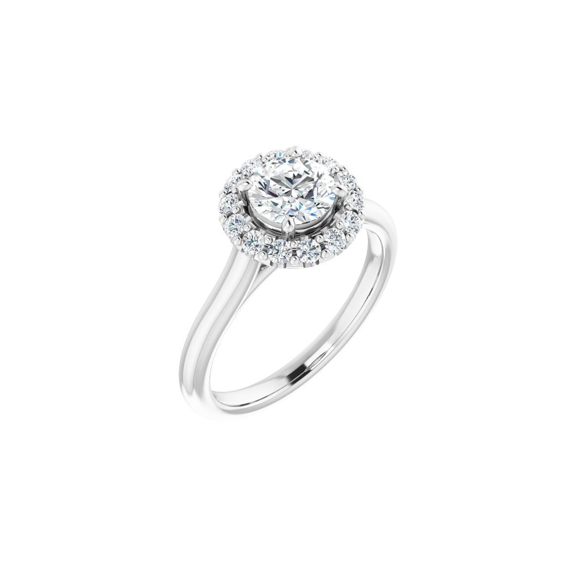Natural Diamond Round Halo-Style Engagement Ring Semi-Mount - Platinum - Series 123336