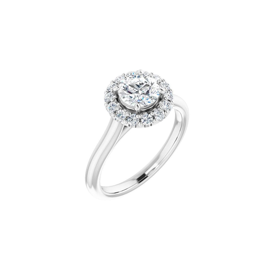 Natural Diamond Round Halo-Style Engagement Ring Semi-Mount - Platinum - Series 123336
