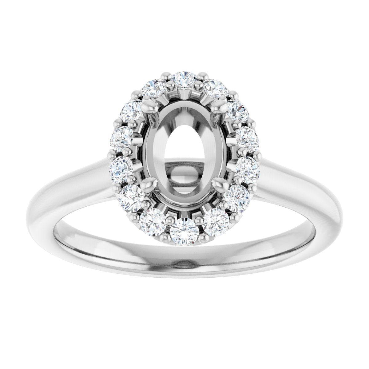 Oval Halo-Style Engagement Ring Semi-Mount - gallery - Series 123336