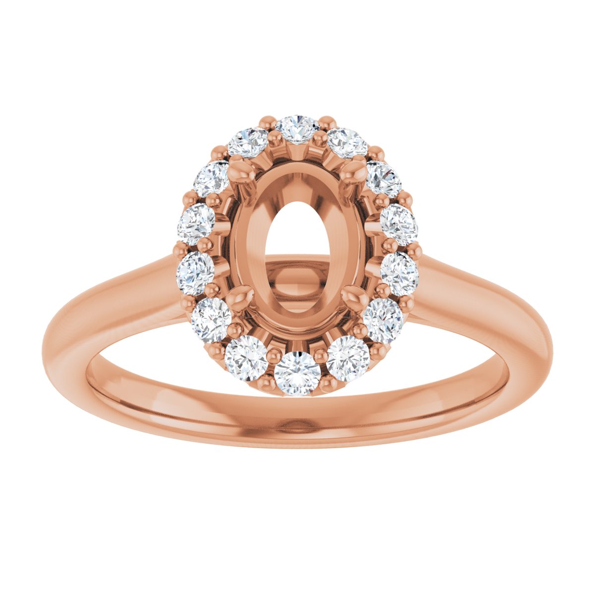 Oval Halo-Style Engagement Ring Semi-Mount - gallery - Series 123336