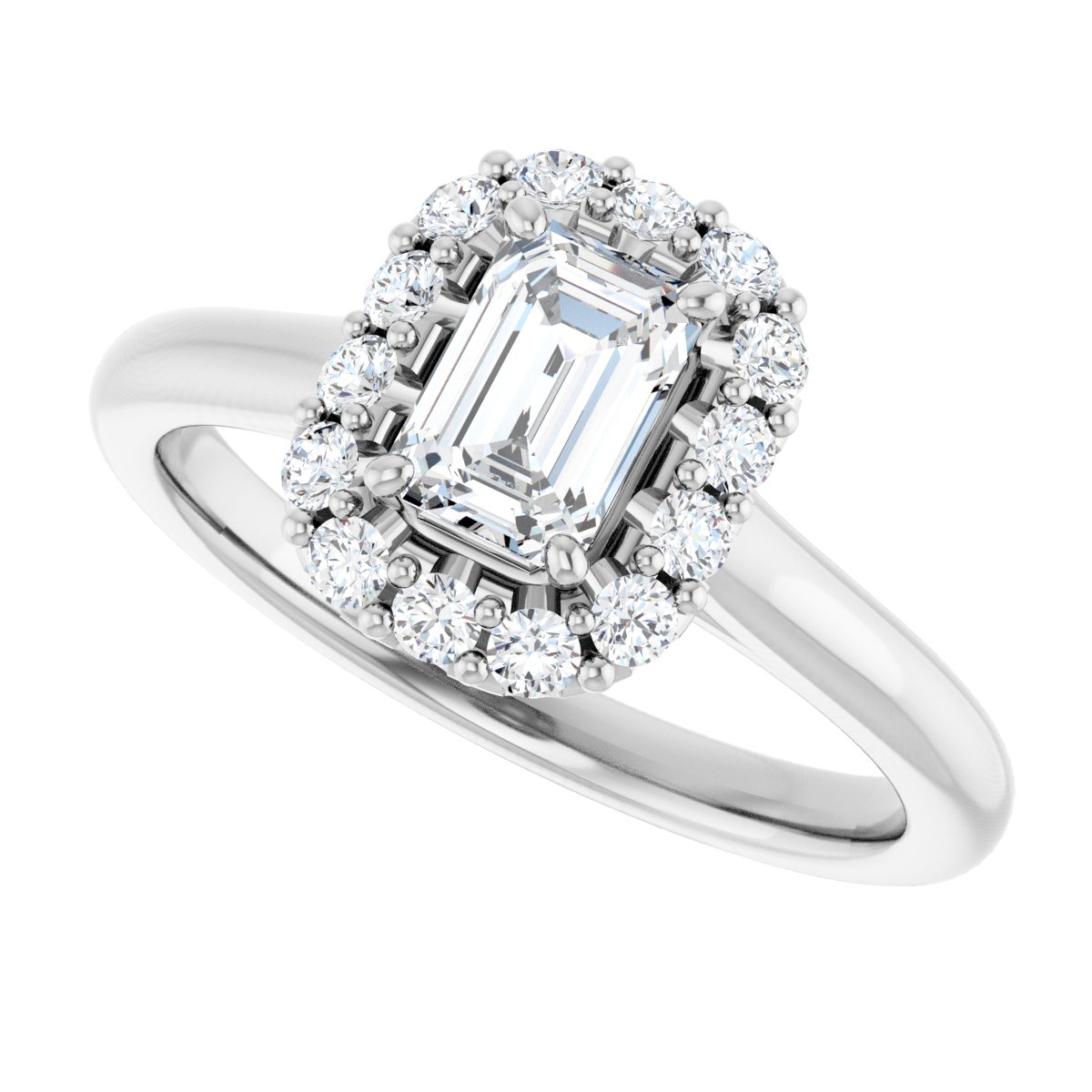 Emerald Halo-Style Engagement Ring Semi-Mount - gallery - Series 123336