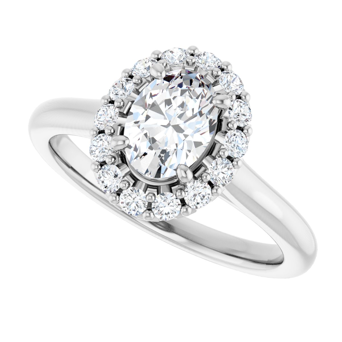 Oval Halo-Style Engagement Ring Semi-Mount - gallery - Series 123336