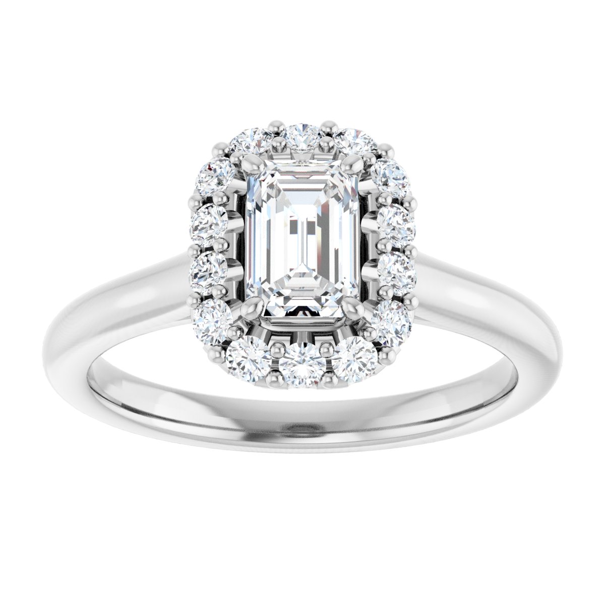 Emerald Halo-Style Engagement Ring Semi-Mount - gallery - Series 123336