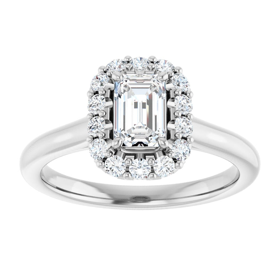Emerald Halo-Style Engagement Ring Semi-Mount - gallery - Series 123336