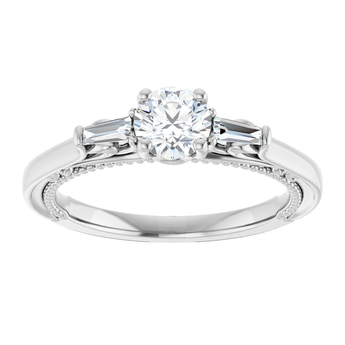 Round Three-Stone Engagement Ring Semi-Mount - gallery - Series 123405