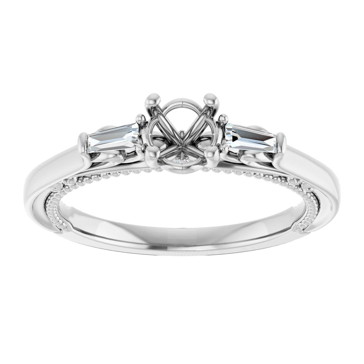 Round Three-Stone Engagement Ring Semi-Mount - gallery - Series 123405