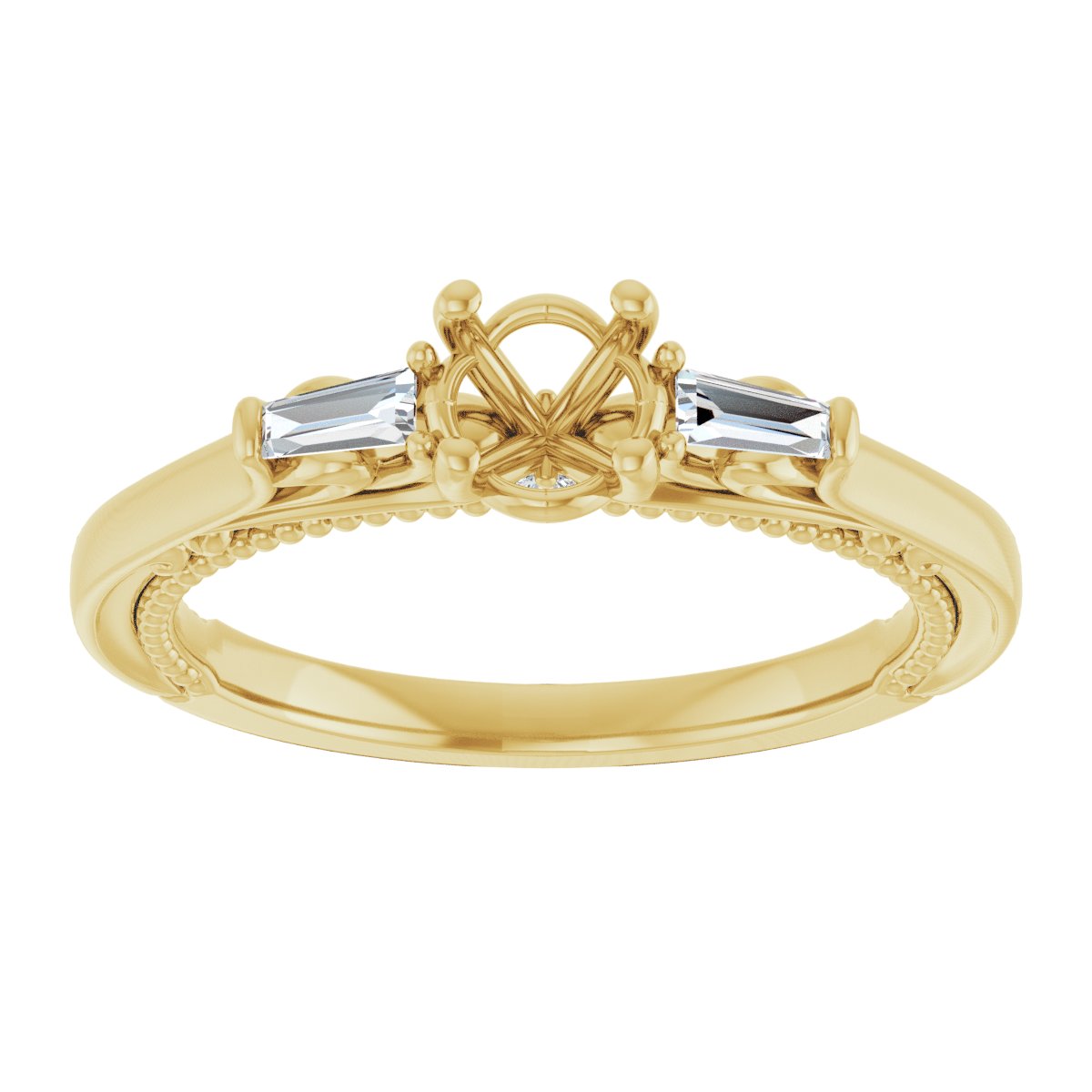 Round Three-Stone Engagement Ring Semi-Mount - gallery - Series 123405