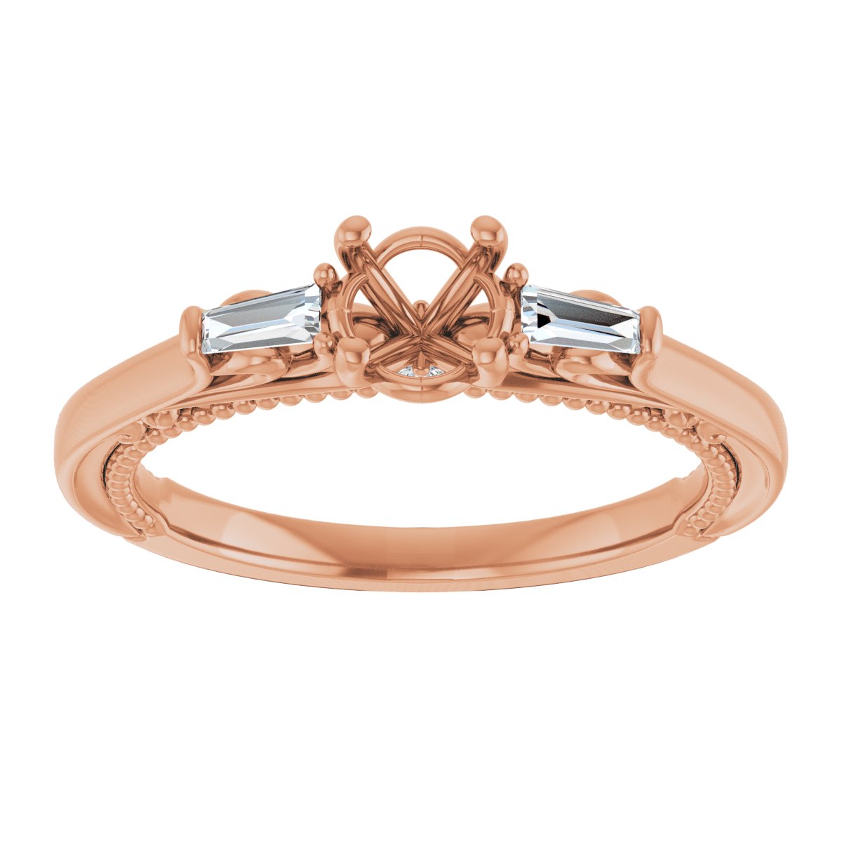 Round Three-Stone Engagement Ring Semi-Mount - gallery - Series 123405