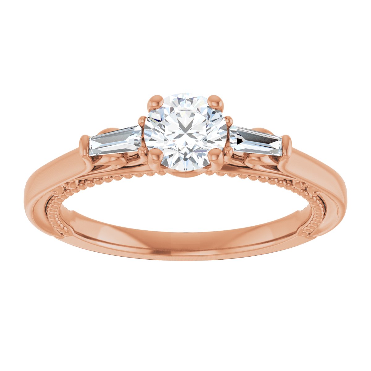 Round Three-Stone Engagement Ring Semi-Mount - gallery - Series 123405