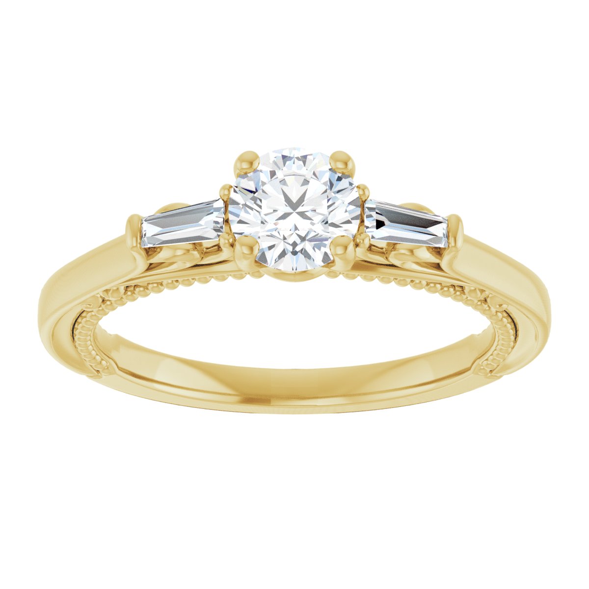 Round Three-Stone Engagement Ring Semi-Mount - gallery - Series 123405