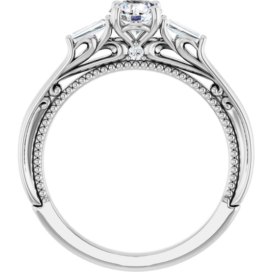 Round Three-Stone Engagement Ring Semi-Mount - gallery - Series 123405