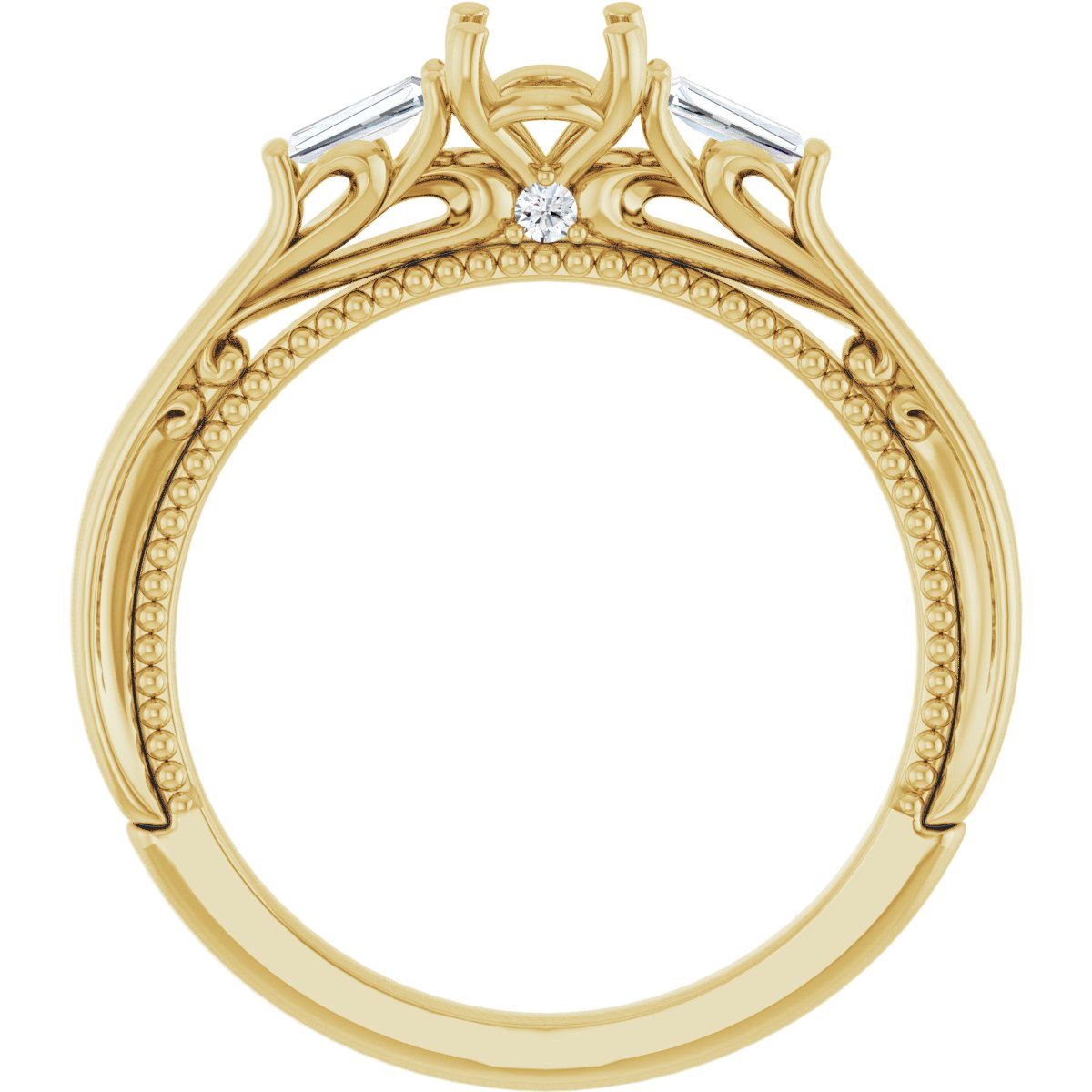 Round Three-Stone Engagement Ring Semi-Mount - gallery - Series 123405