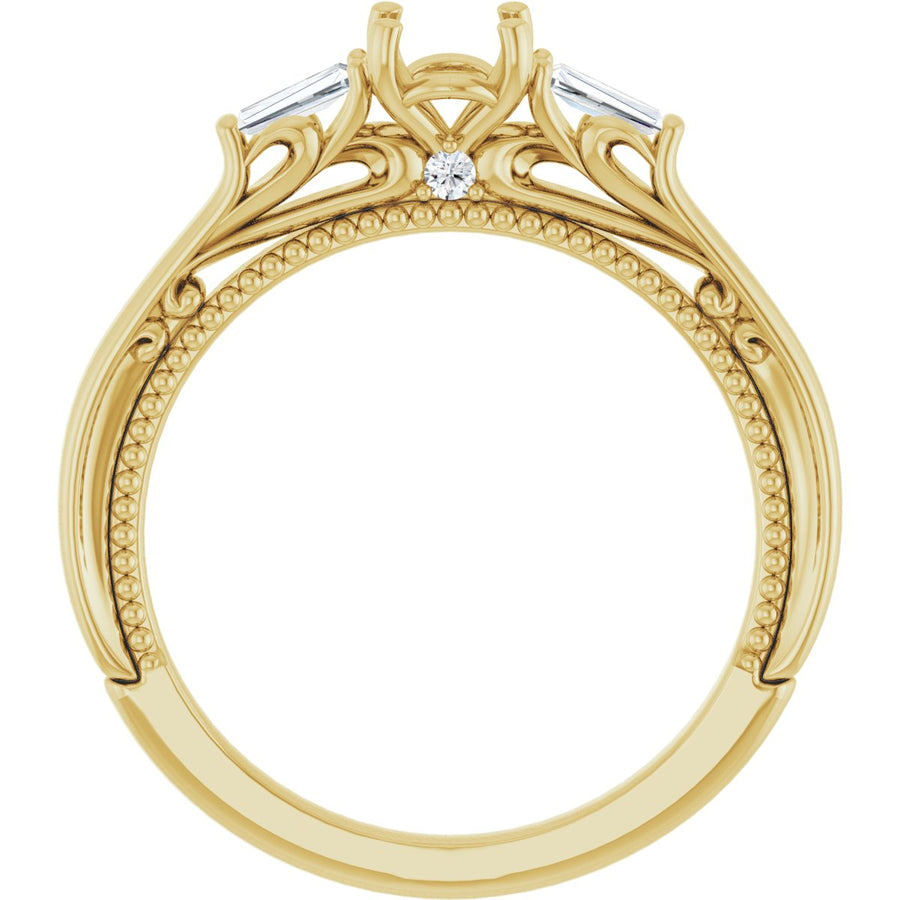 Round Three-Stone Engagement Ring Semi-Mount - gallery - Series 123405