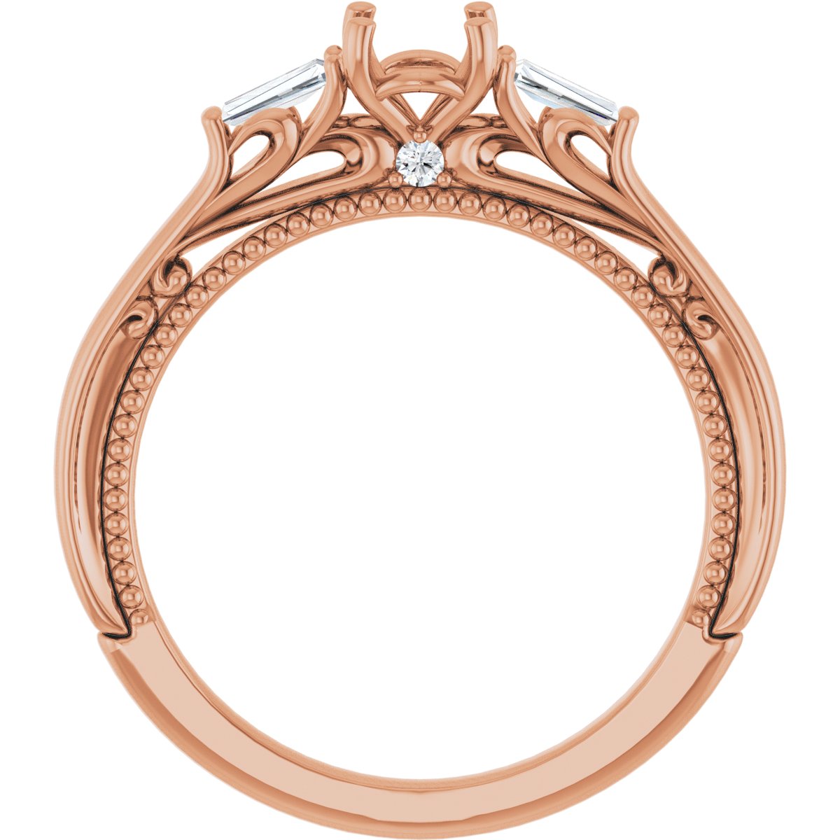 Round Three-Stone Engagement Ring Semi-Mount - gallery - Series 123405