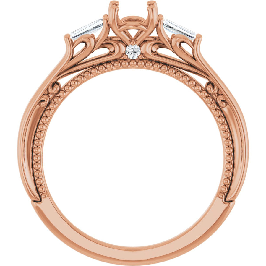 Round Three-Stone Engagement Ring Semi-Mount - gallery - Series 123405