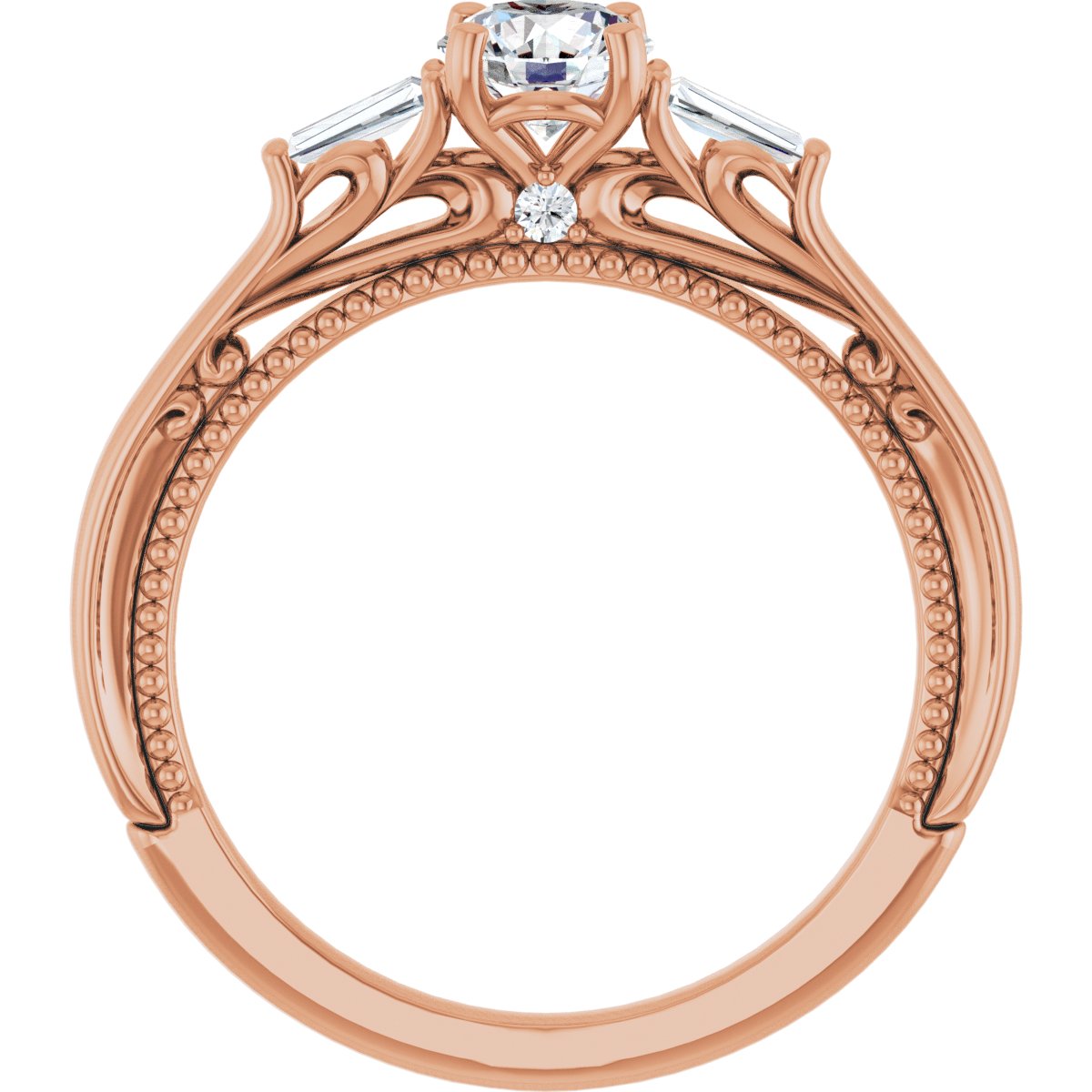 Round Three-Stone Engagement Ring Semi-Mount - gallery - Series 123405
