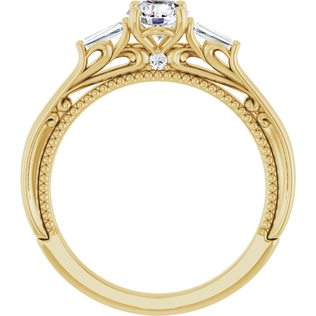 Round Three-Stone Engagement Ring Semi-Mount - gallery - Series 123405