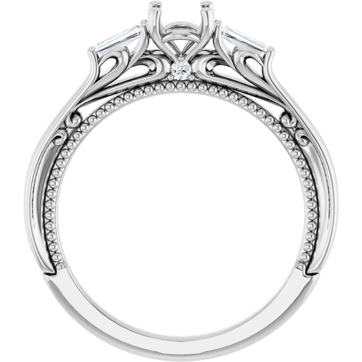 Round Three-Stone Engagement Ring Semi-Mount - gallery - Series 123405