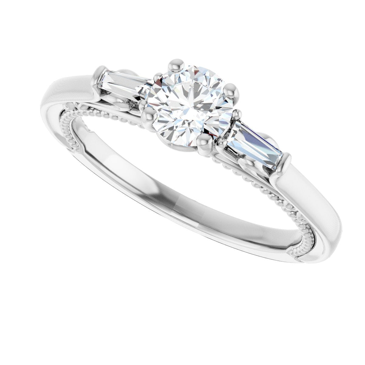 Round Three-Stone Engagement Ring Semi-Mount - gallery - Series 123405