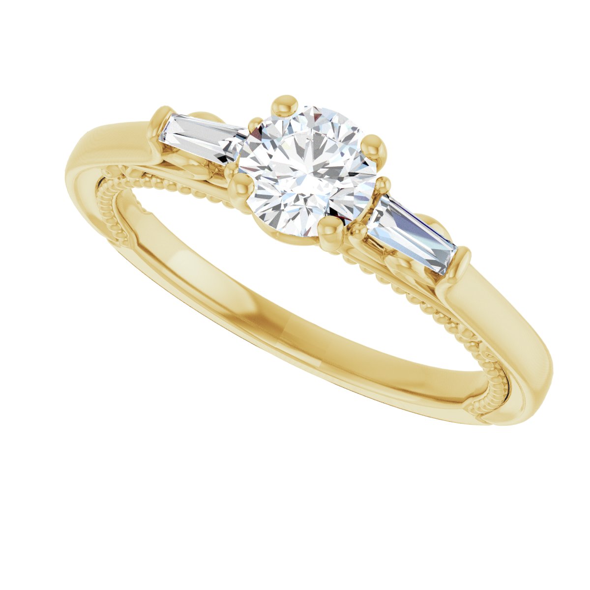 Round Three-Stone Engagement Ring Semi-Mount - gallery - Series 123405