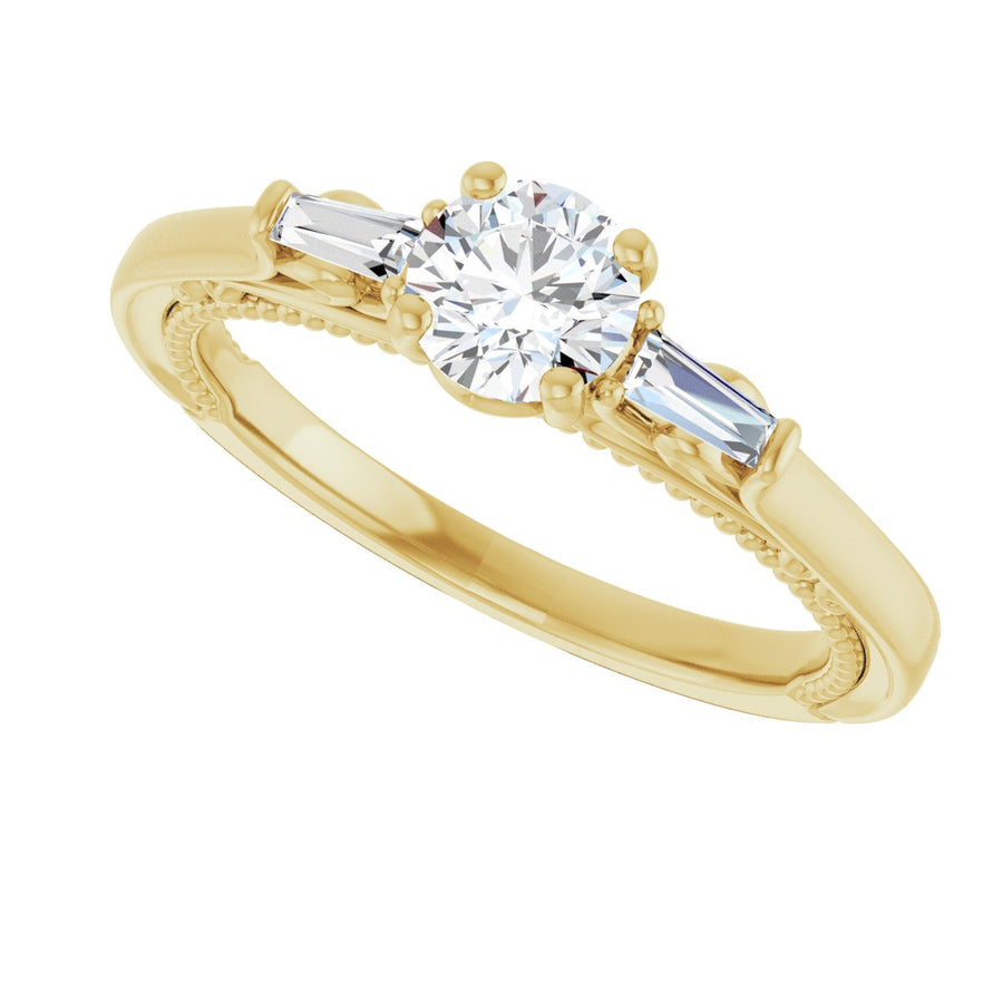 Round Three-Stone Engagement Ring Semi-Mount - gallery - Series 123405