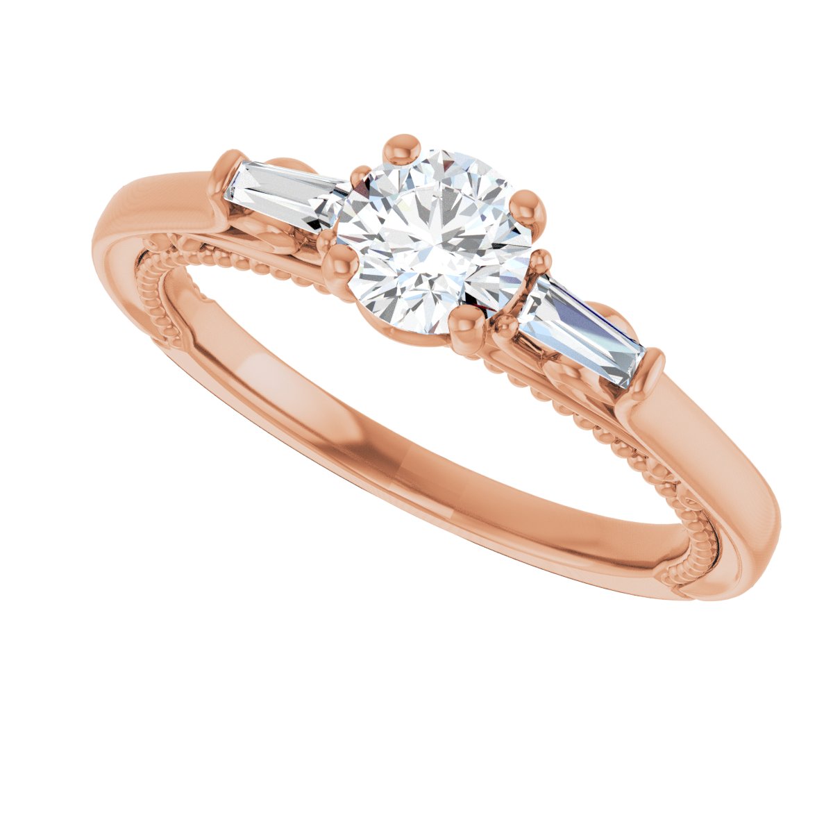 Round Three-Stone Engagement Ring Semi-Mount - gallery - Series 123405