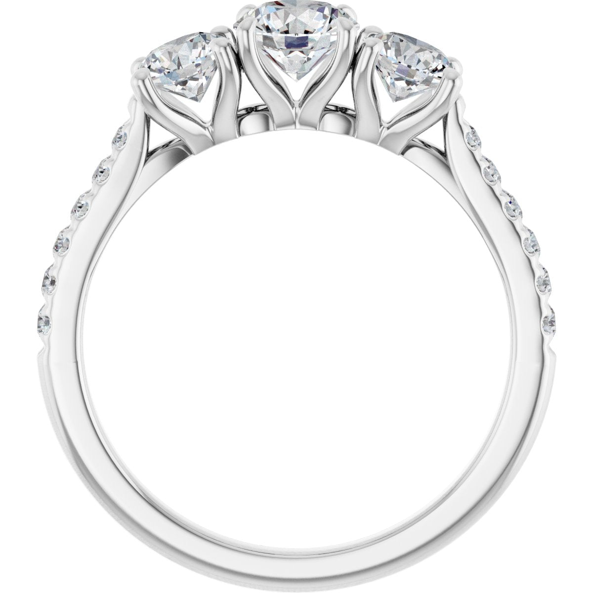 Round Three-Stone Engagement Ring Semi-Mount - gallery - Series 123447
