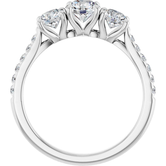 Round Three-Stone Engagement Ring Semi-Mount - gallery - Series 123447