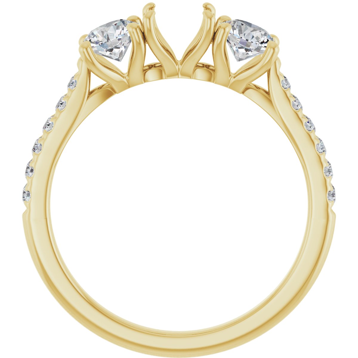 Round Three-Stone Engagement Ring Semi-Mount - gallery - Series 123447
