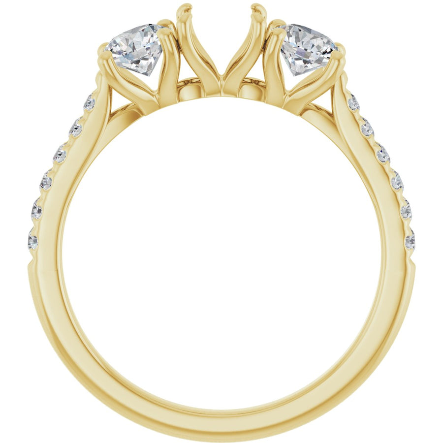 Round Three-Stone Engagement Ring Semi-Mount - gallery - Series 123447