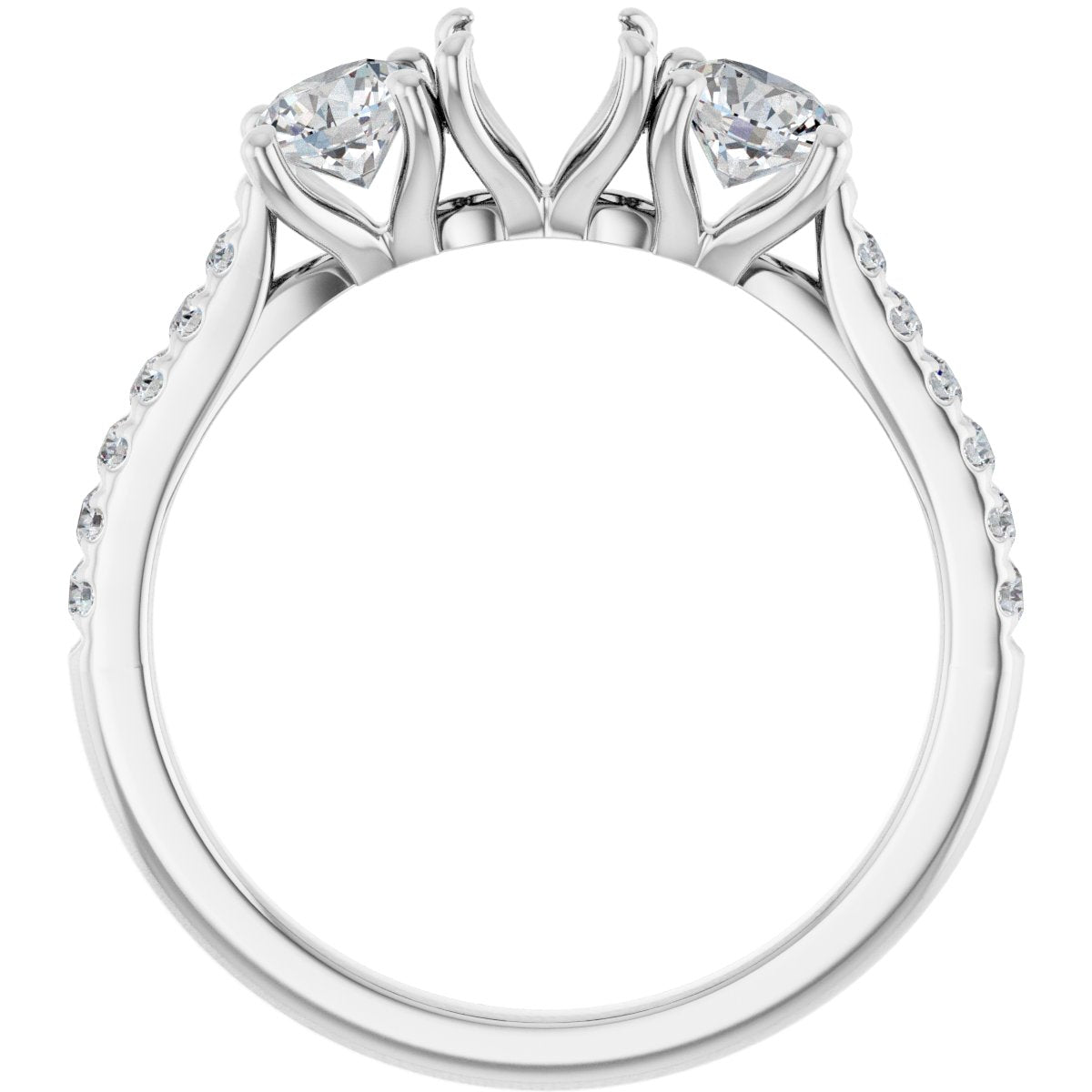 Round Three-Stone Engagement Ring Semi-Mount - gallery - Series 123447