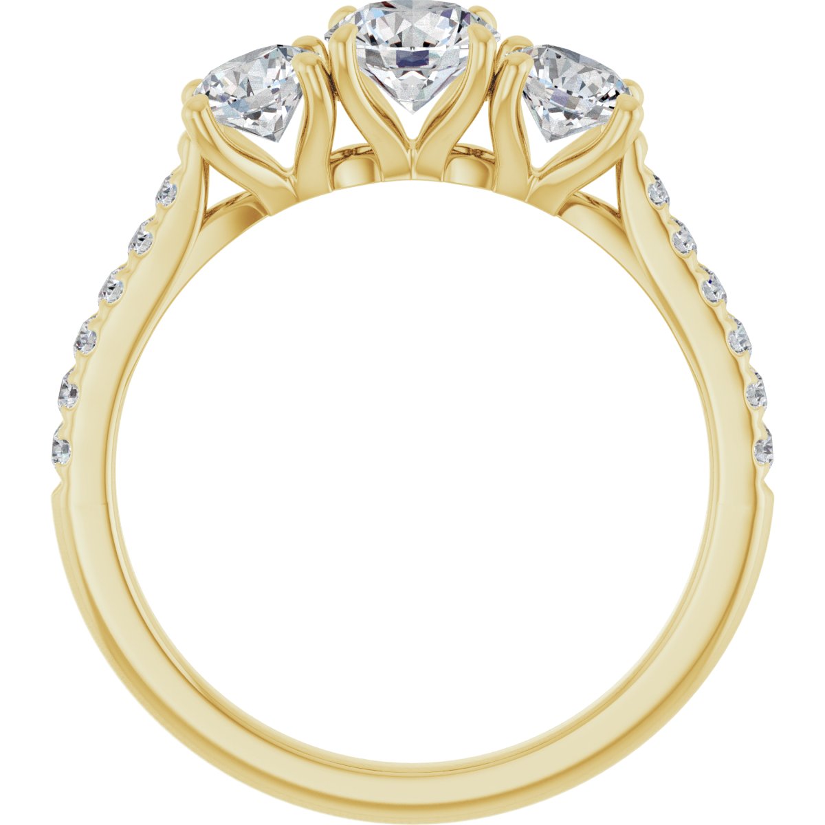 Round Three-Stone Engagement Ring Semi-Mount - gallery - Series 123447