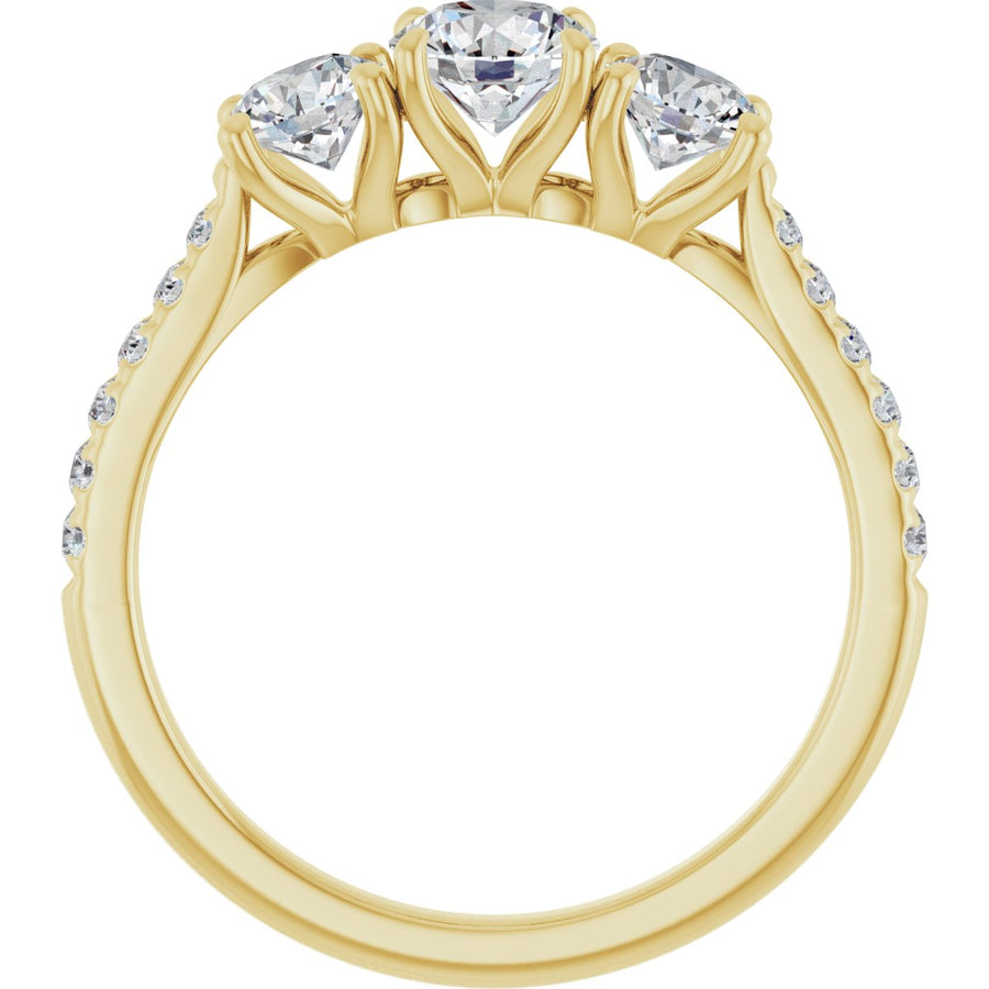 Round Three-Stone Engagement Ring Semi-Mount - gallery - Series 123447