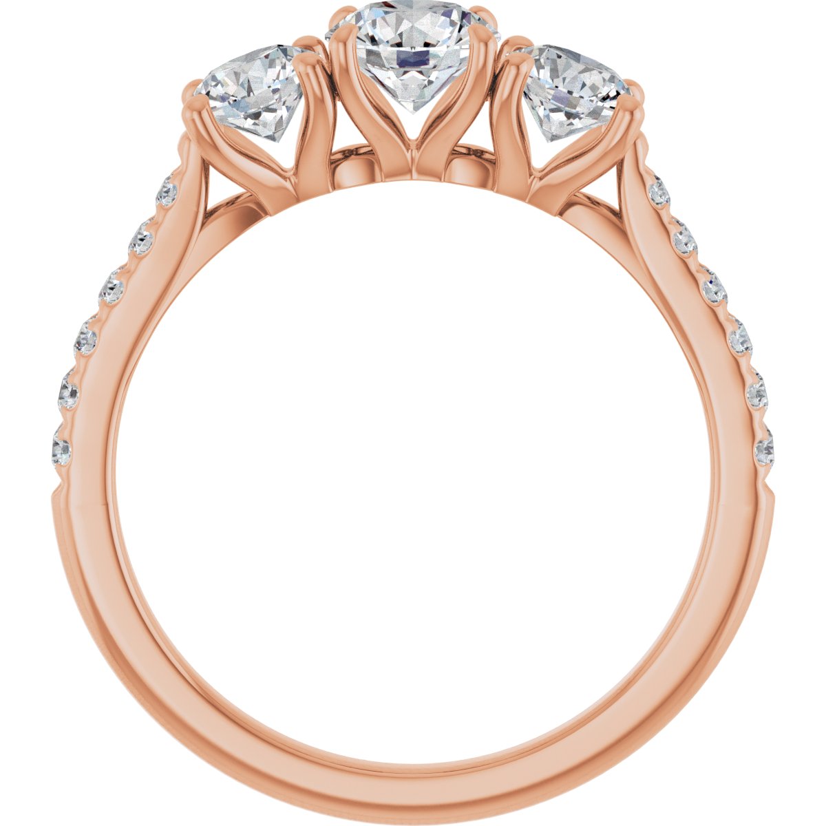 Round Three-Stone Engagement Ring Semi-Mount - gallery - Series 123447