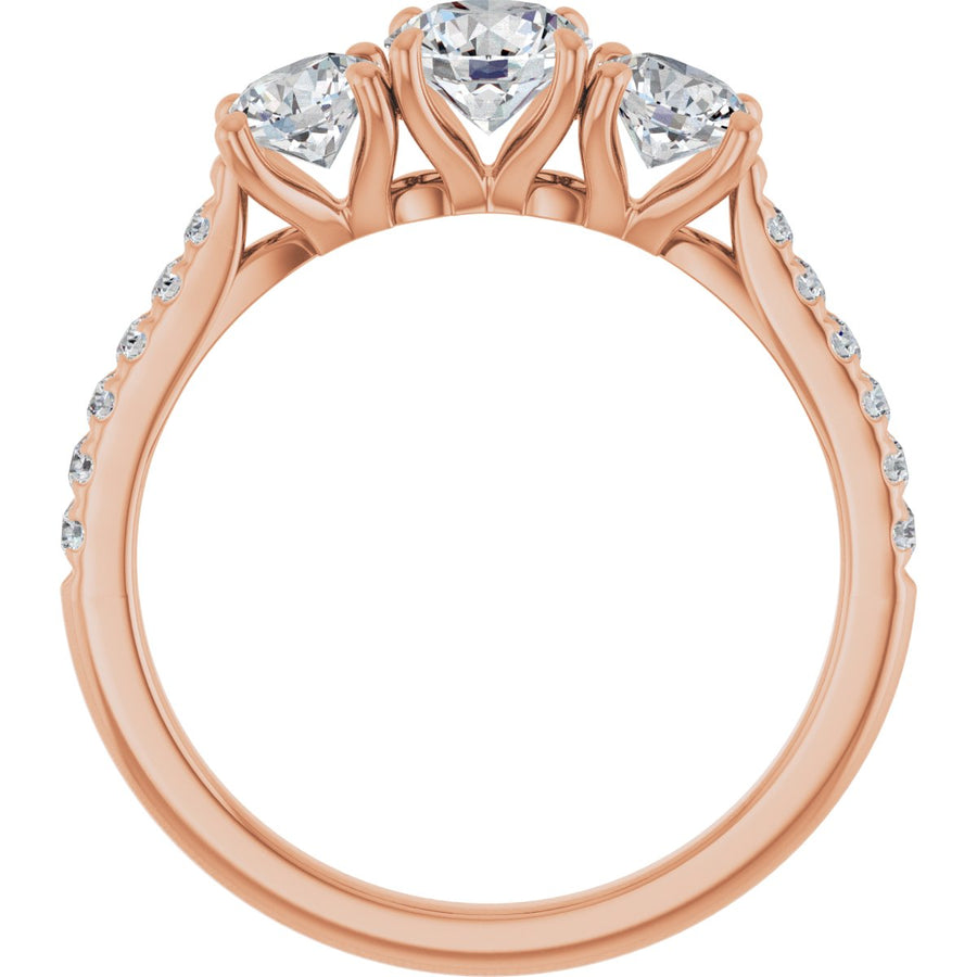 Round Three-Stone Engagement Ring Semi-Mount - gallery - Series 123447