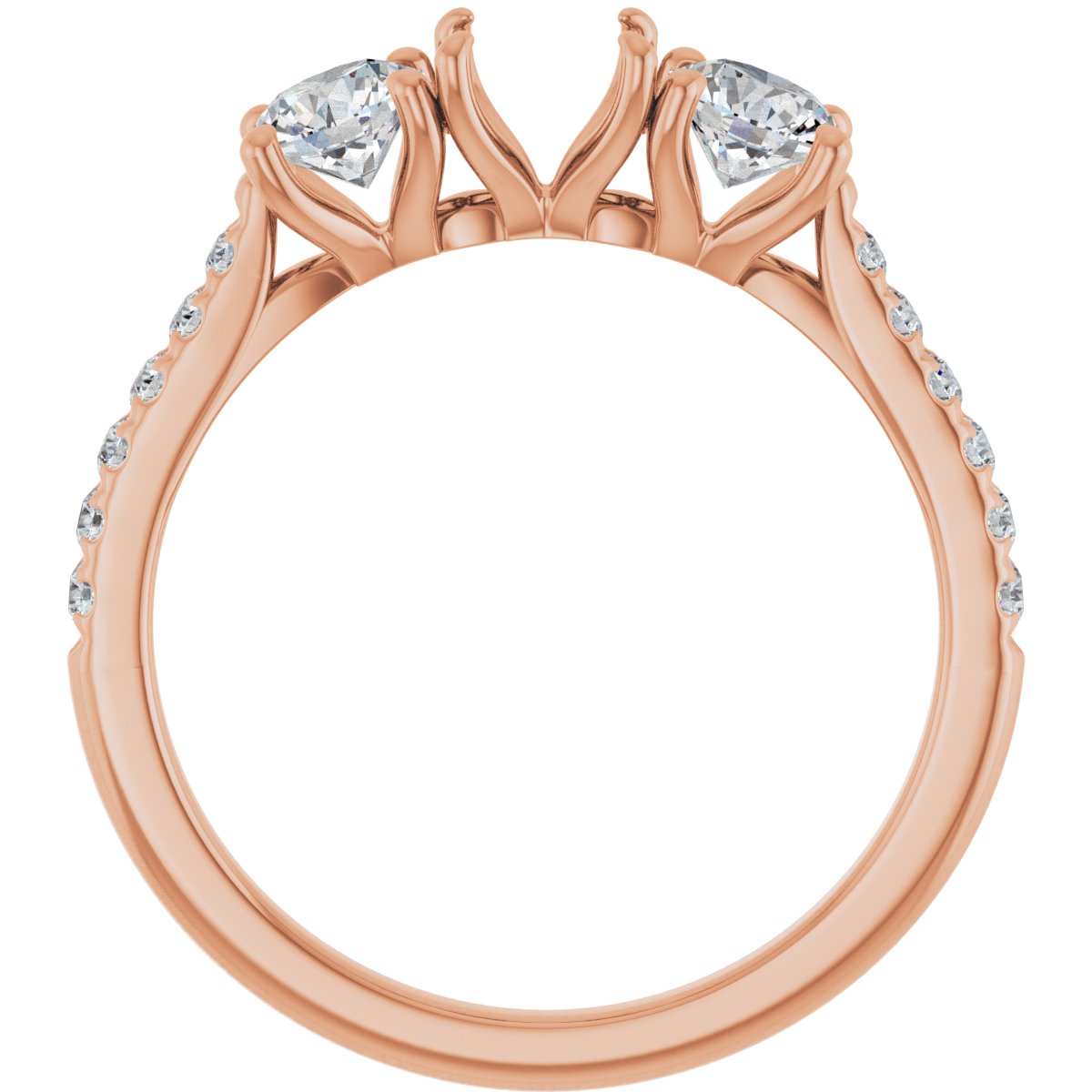 Round Three-Stone Engagement Ring Semi-Mount - gallery - Series 123447