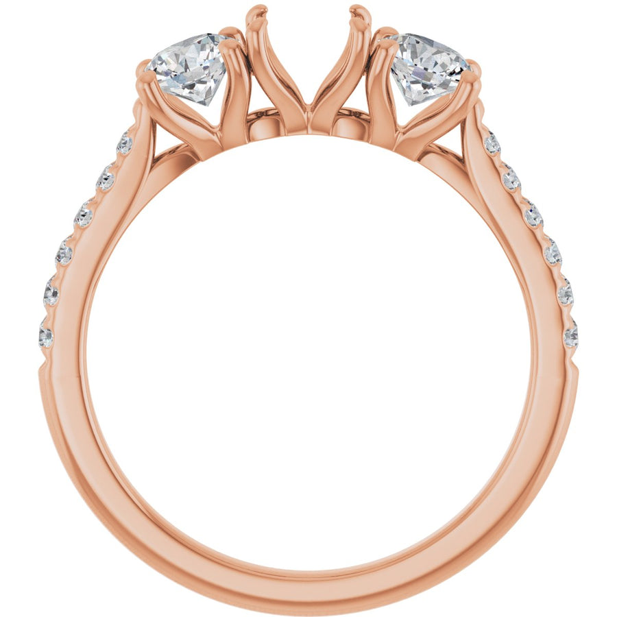 Round Three-Stone Engagement Ring Semi-Mount - gallery - Series 123447