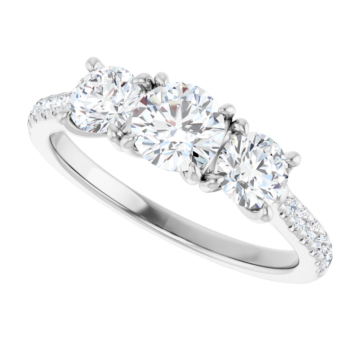 Round Three-Stone Engagement Ring Semi-Mount - gallery - Series 123447