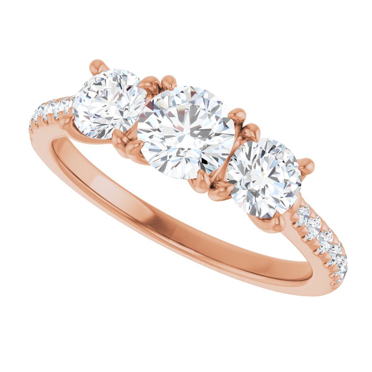 Round Three-Stone Engagement Ring Semi-Mount - gallery - Series 123447