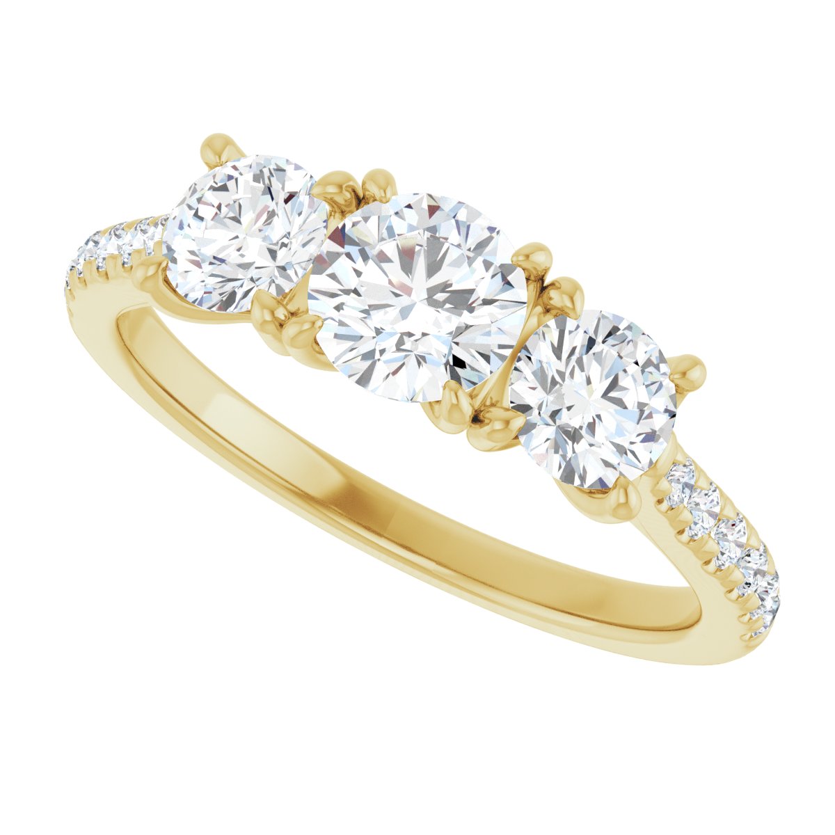 Round Three-Stone Engagement Ring Semi-Mount - gallery - Series 123447